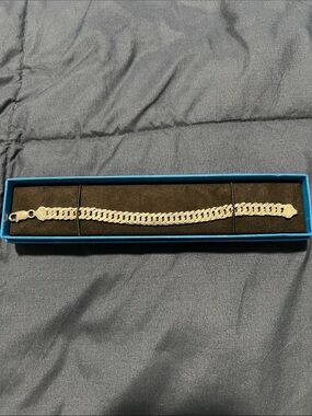 Silver Tone Curb Chain Bracelet